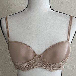 Simone Perele Eden 3D Demi T-Shirt Bra 34C Beige Peau Rose Spacer Foam 12E343